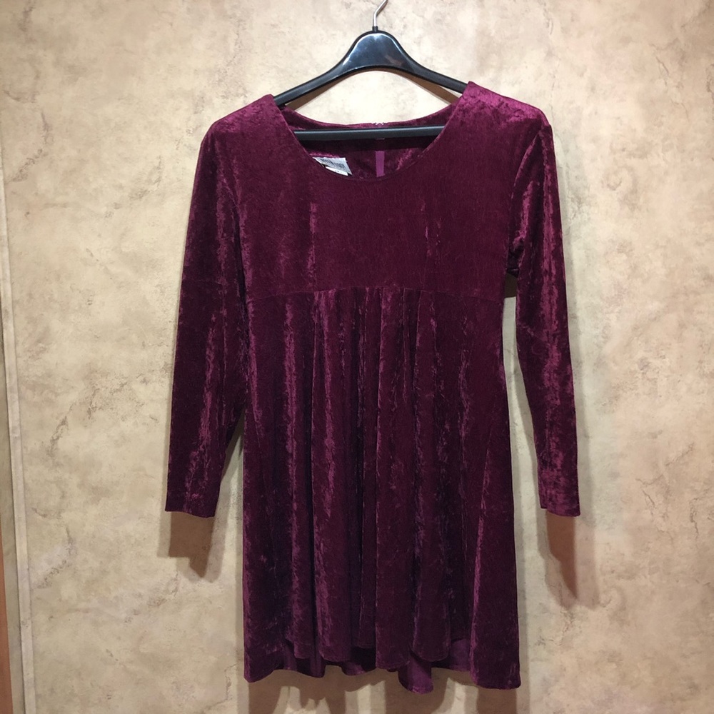 VTG Wine Velvet Babydoll Dress